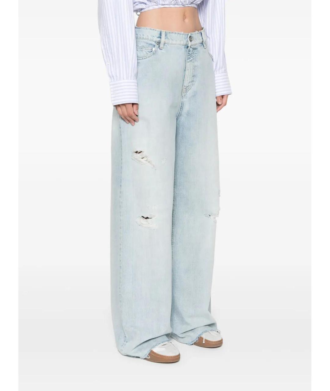 GOLDEN GOOSE DELUXE BRAND Голубые хлопковые прямые джинсы, фото 3