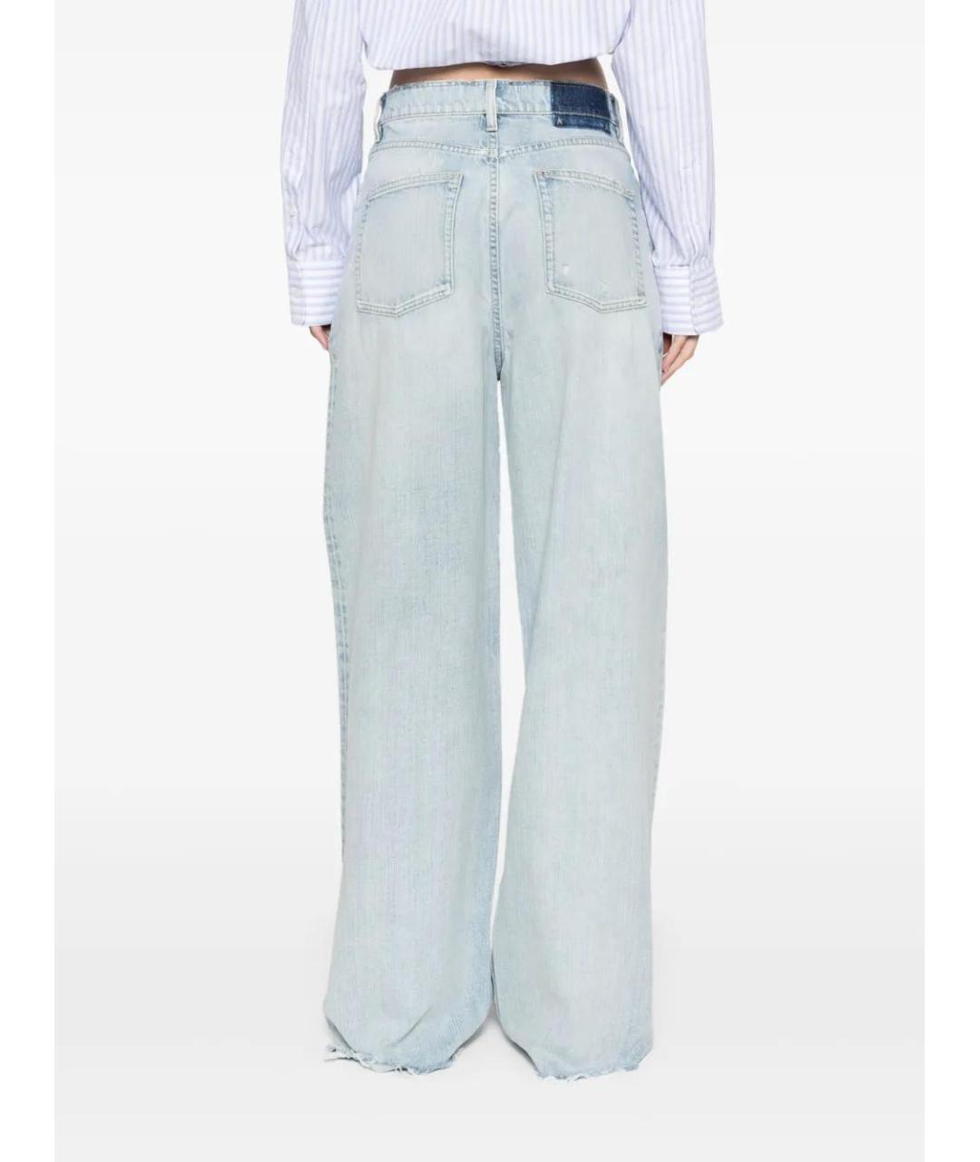 GOLDEN GOOSE DELUXE BRAND Голубые хлопковые прямые джинсы, фото 4