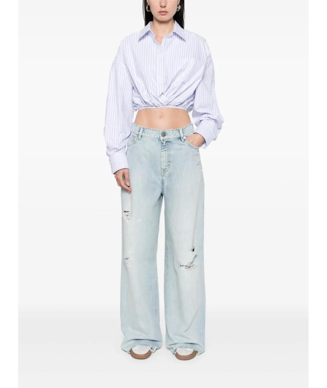GOLDEN GOOSE DELUXE BRAND Голубые хлопковые прямые джинсы, фото 2