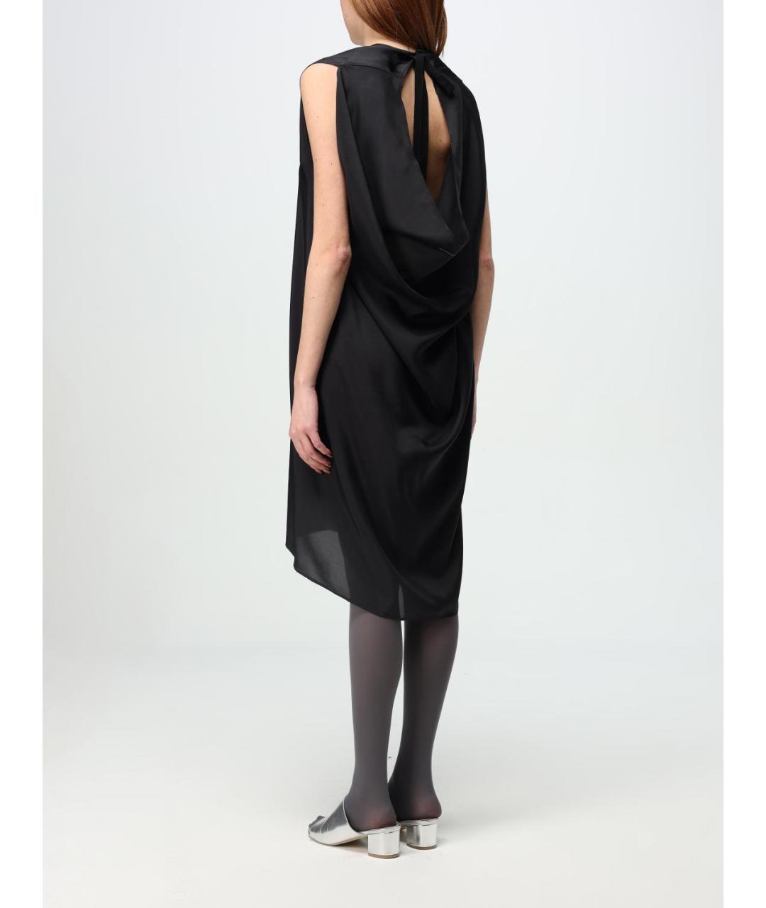 MM6 MAISON MARGIELA Черное шелковое повседневное платье, фото 4