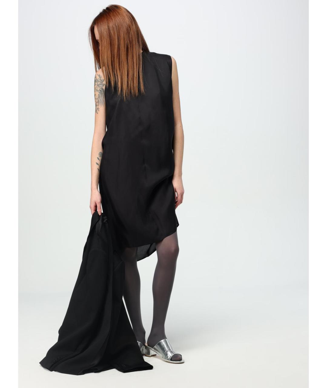 MM6 MAISON MARGIELA Черное шелковое повседневное платье, фото 3