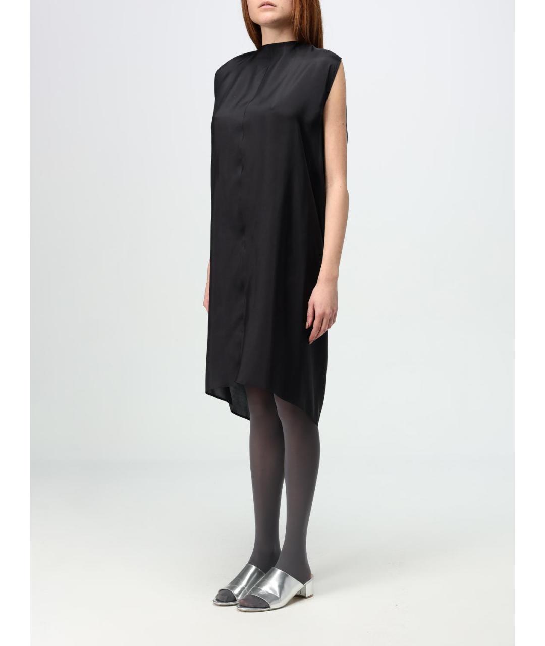 MM6 MAISON MARGIELA Черное шелковое повседневное платье, фото 5
