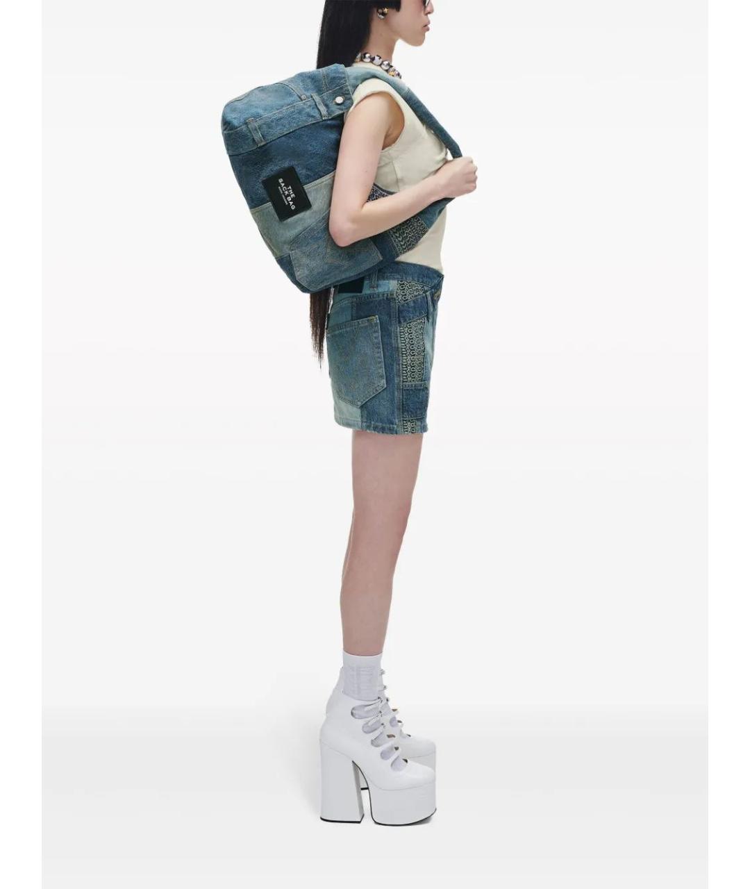 MARC JACOBS Синяя хлопковая сумка с короткими ручками, фото 3
