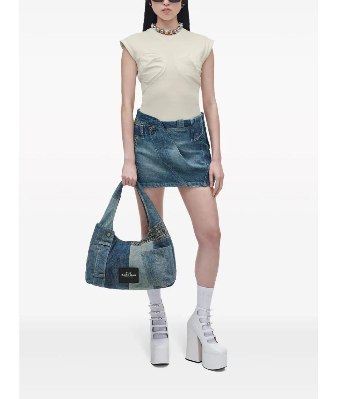 MARC JACOBS Синяя хлопковая сумка с короткими ручками, фото 2