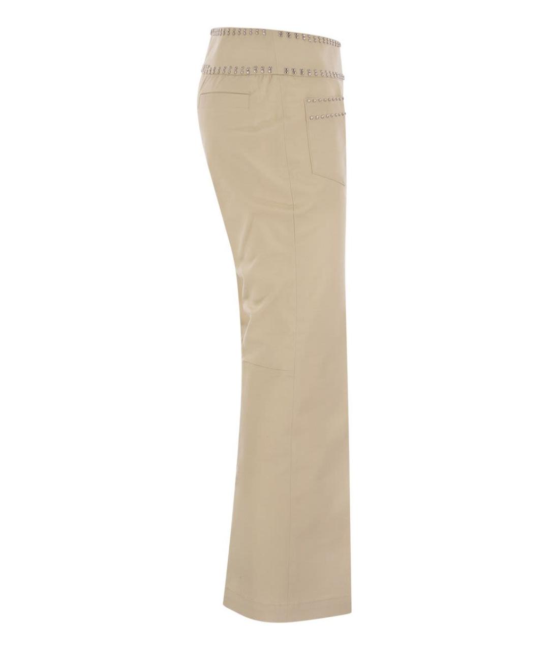 WEEKEND MAX MARA Бежевые хлопковые прямые брюки, фото 3