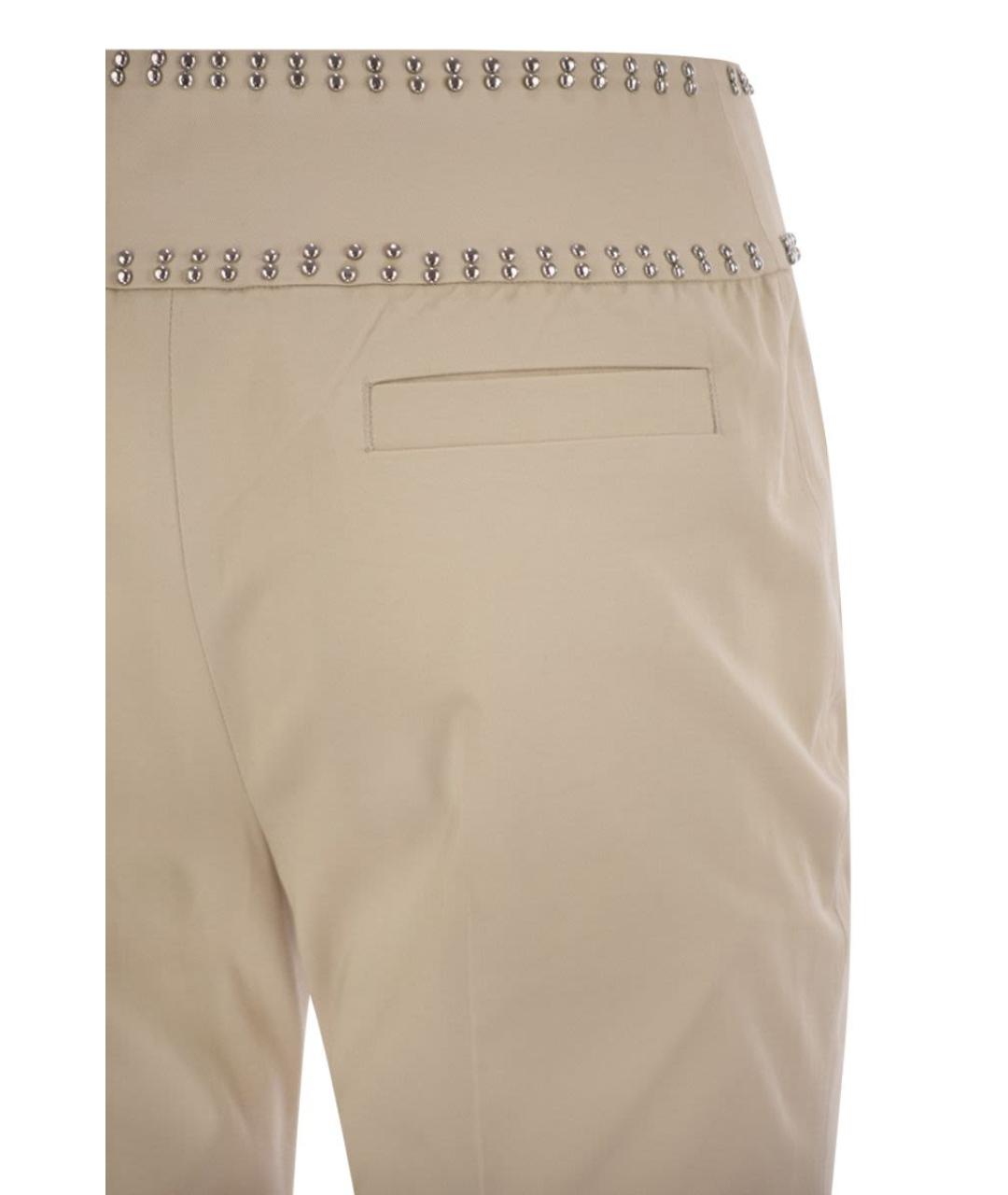 WEEKEND MAX MARA Бежевые хлопковые прямые брюки, фото 4