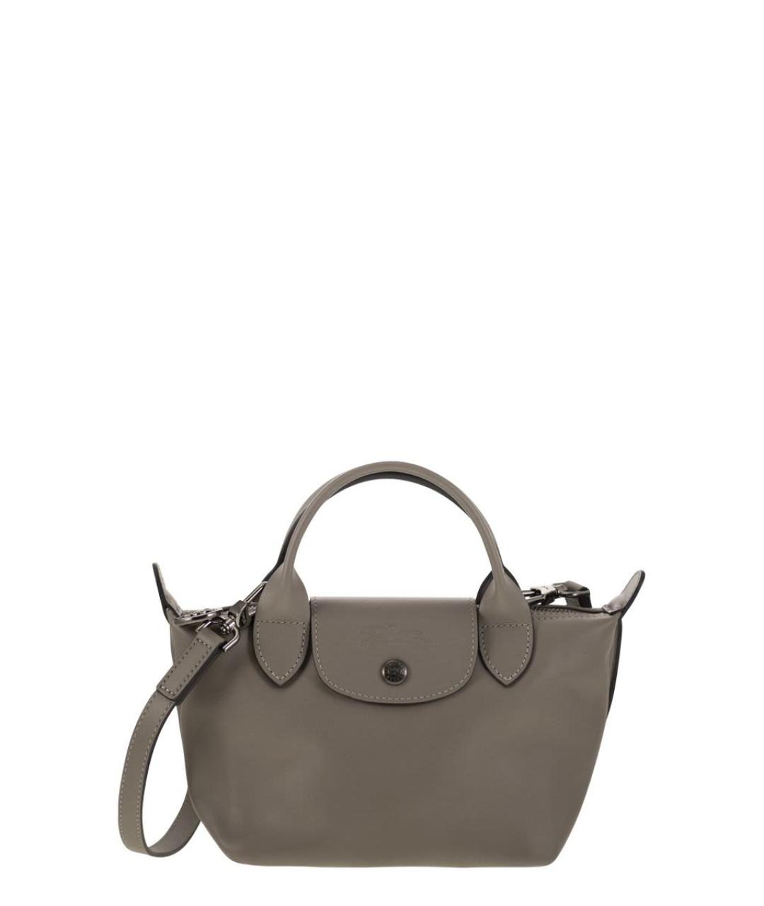 LONGCHAMP Антрацитовая кожаная сумка тоут, фото 1