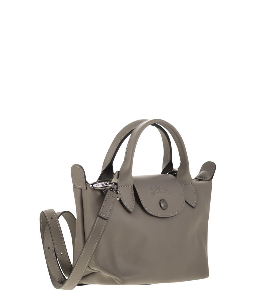 LONGCHAMP Антрацитовая кожаная сумка тоут, фото 4