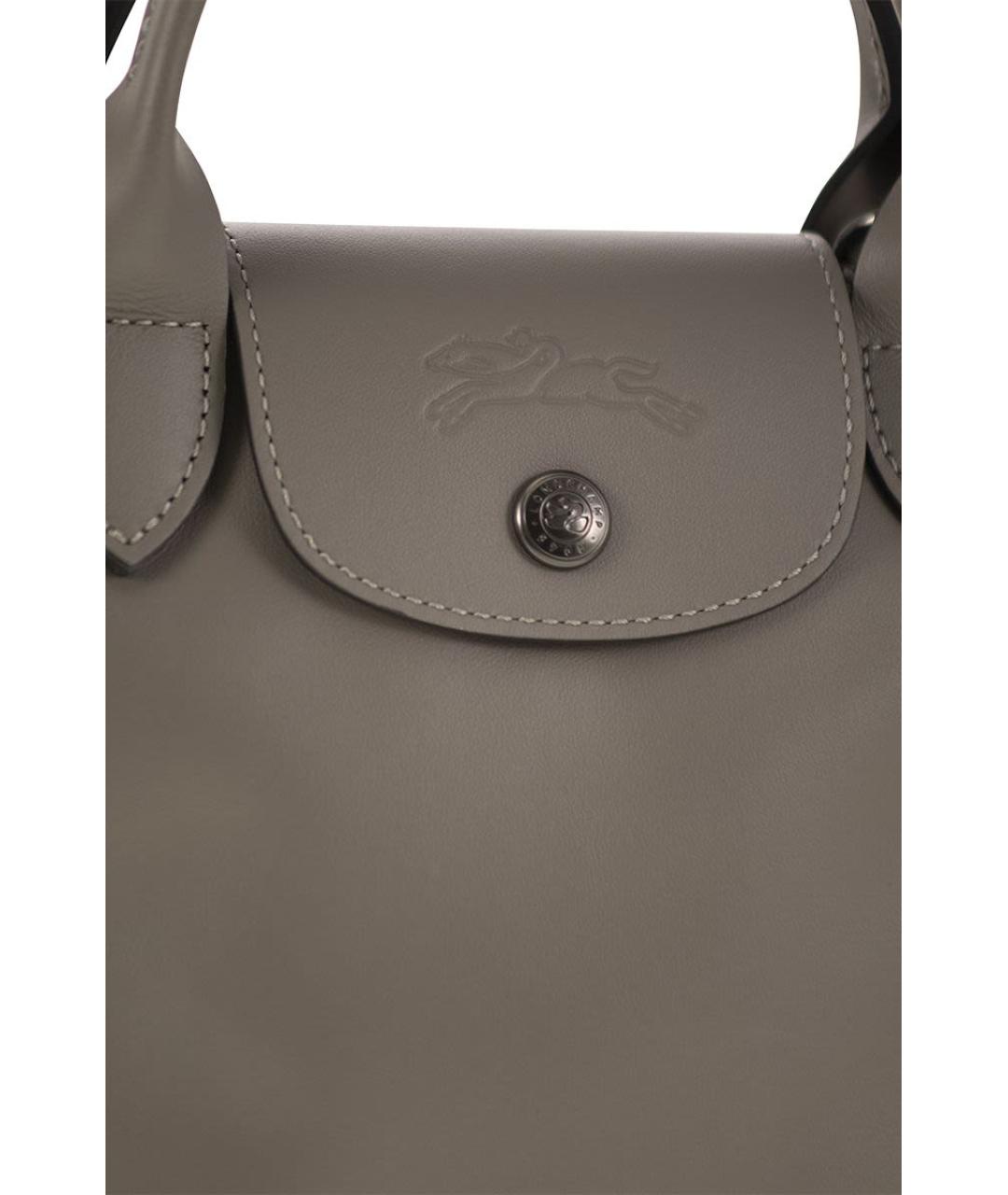 LONGCHAMP Антрацитовая кожаная сумка тоут, фото 5