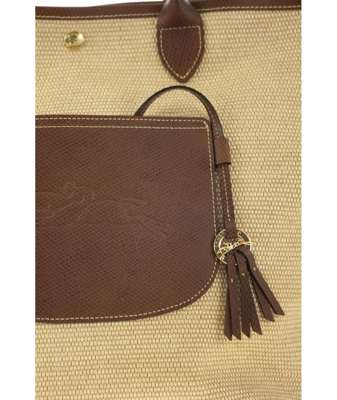 LONGCHAMP Бежевая синтетическая сумка тоут, фото 5