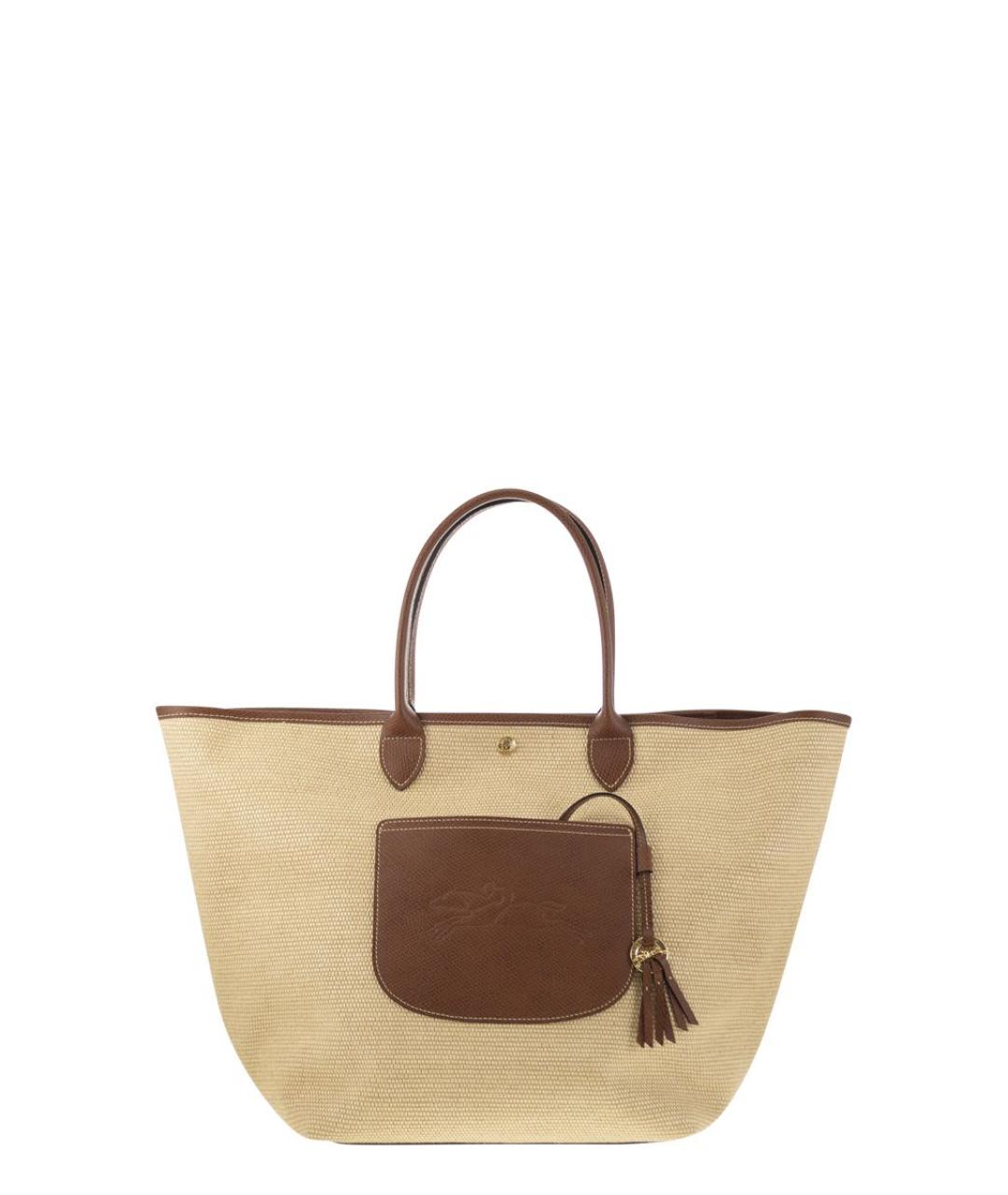 LONGCHAMP Бежевая синтетическая сумка тоут, фото 1