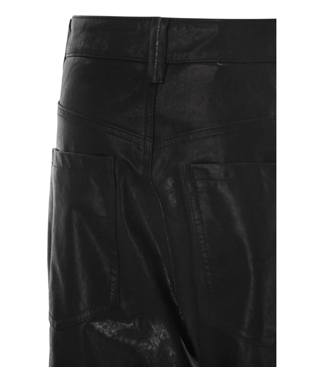 BRUNELLO CUCINELLI Черные кожаные прямые брюки, фото 4