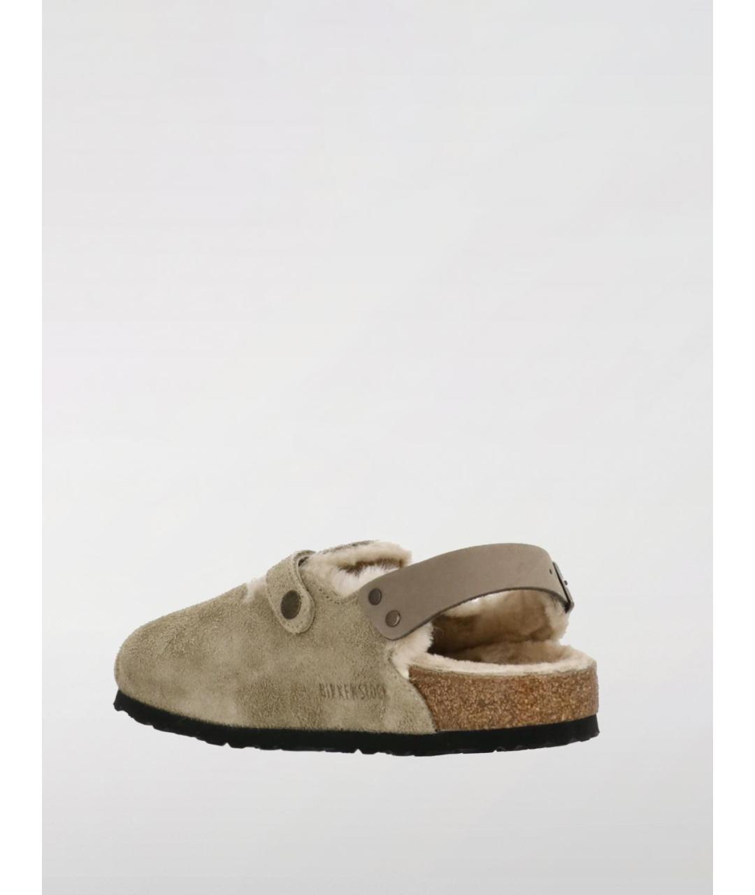 BIRKENSTOCK Бежевые замшевые шлепанцы, фото 3