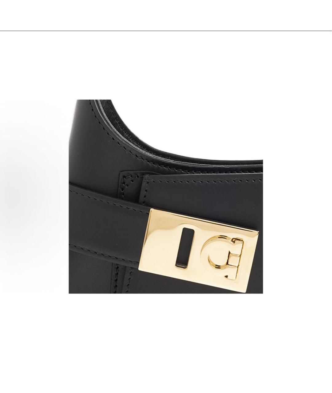 FERRAGAMO Черная кожаная сумка с короткими ручками, фото 5