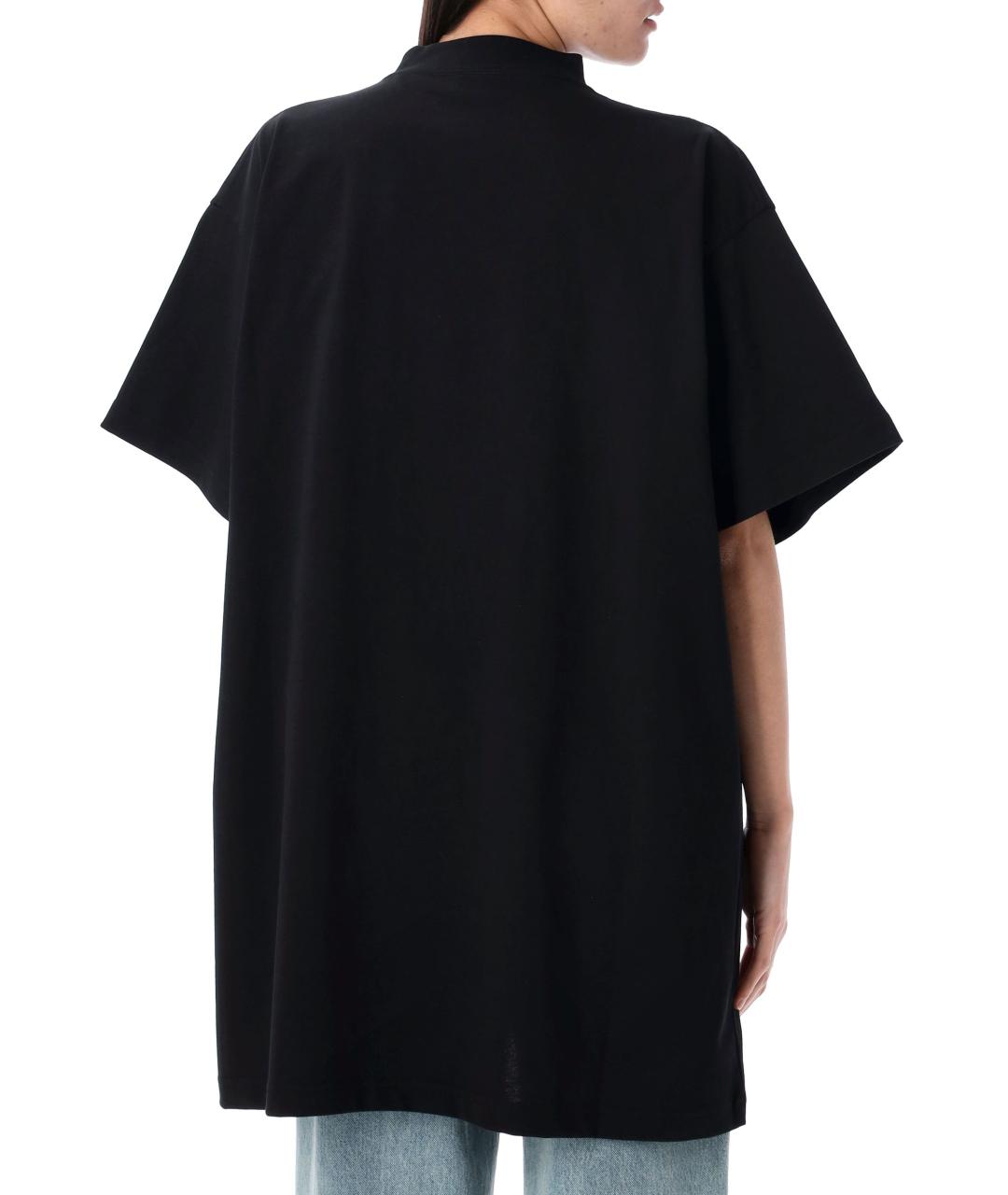 BALENCIAGA Черная хлопковая футболка, фото 3