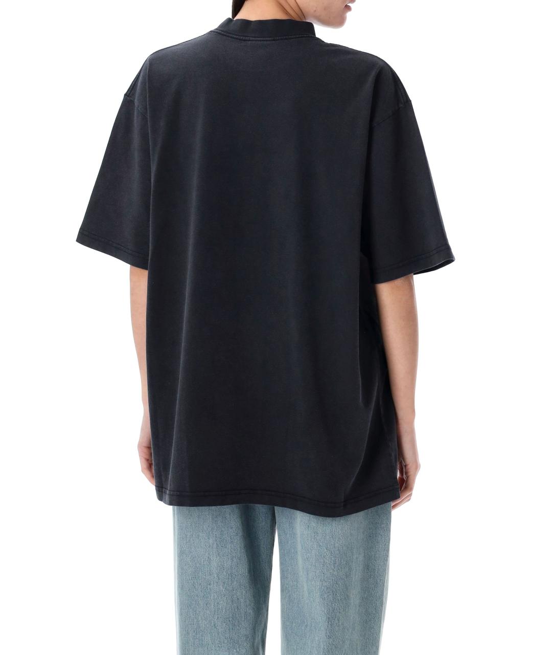 BALENCIAGA Черная хлопковая футболка, фото 3