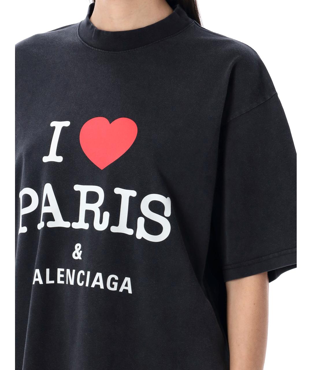 BALENCIAGA Черная хлопковая футболка, фото 4