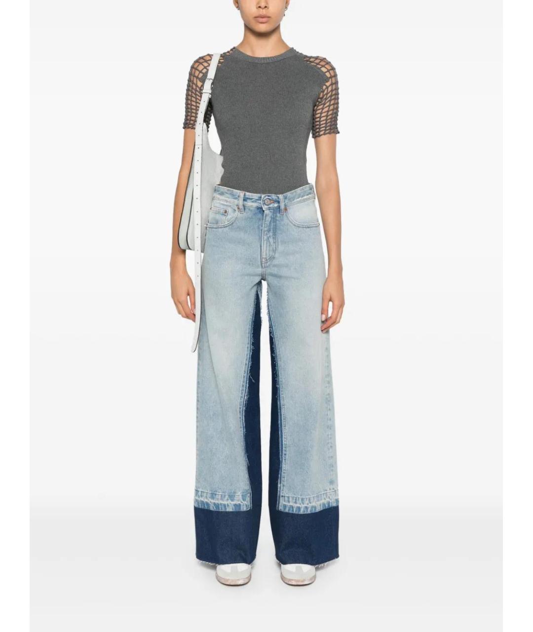 MAISON MARGIELA Голубые хлопковые прямые джинсы, фото 2