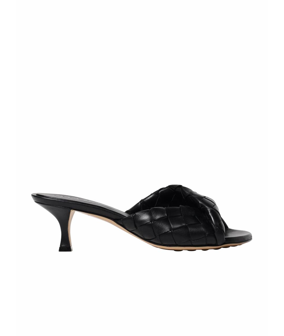 BOTTEGA VENETA Черные кожаные мюли, фото 1