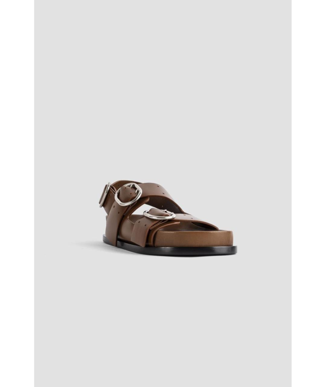 JIL SANDER Коричневые кожаные сандалии, фото 5
