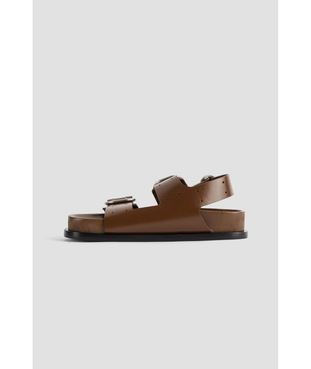 JIL SANDER Коричневые кожаные сандалии, фото 4