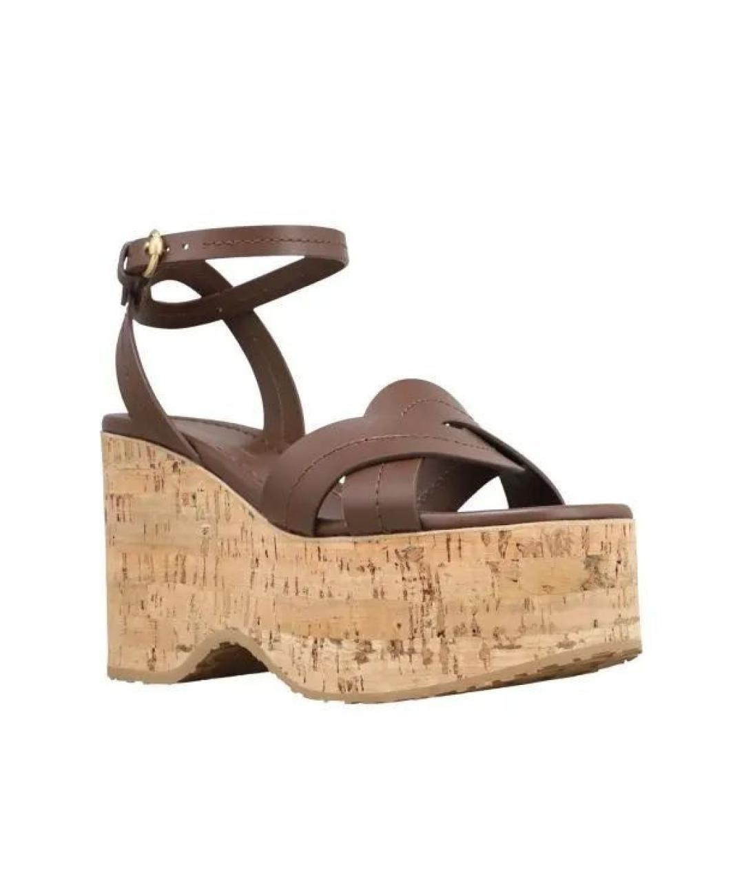 GIANVITO ROSSI Коричневые кожаные босоножки, фото 2