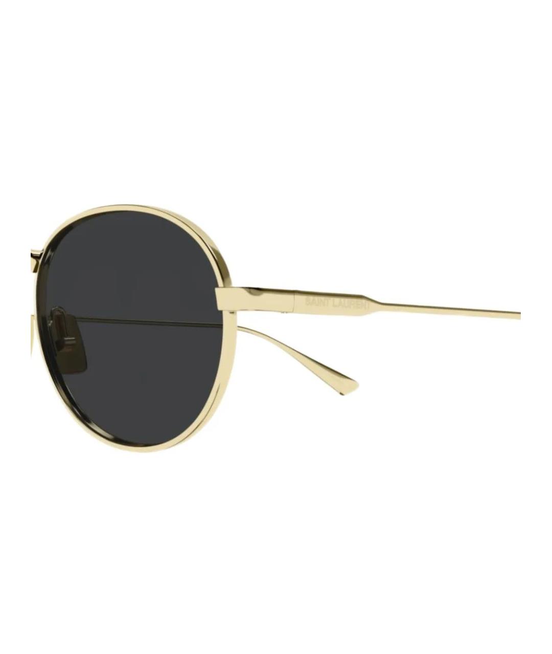 SAINT LAURENT Золотые металлические солнцезащитные очки, фото 3