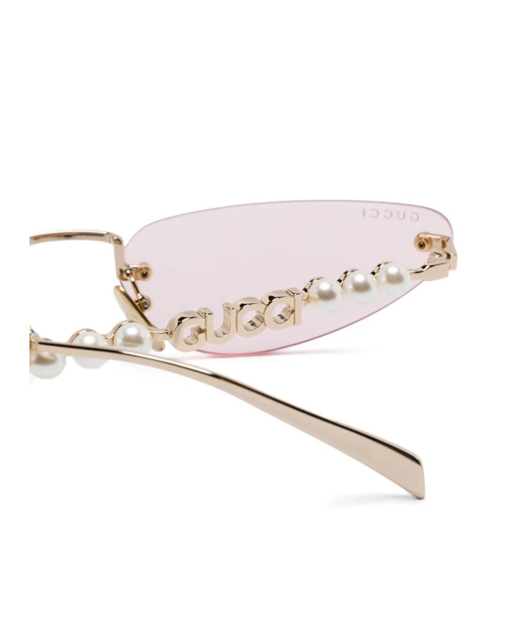 GUCCI Золотые металлические солнцезащитные очки, фото 3