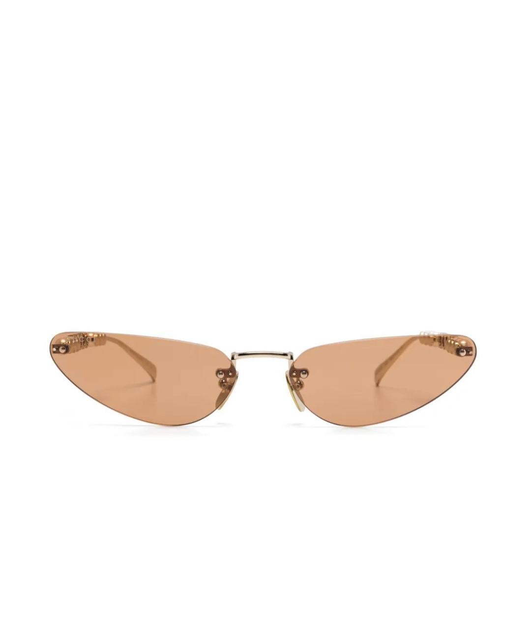 GUCCI Золотые металлические солнцезащитные очки, фото 1