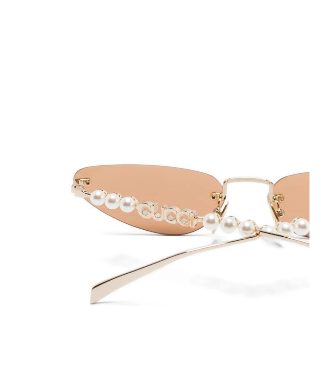 GUCCI Золотые металлические солнцезащитные очки, фото 3