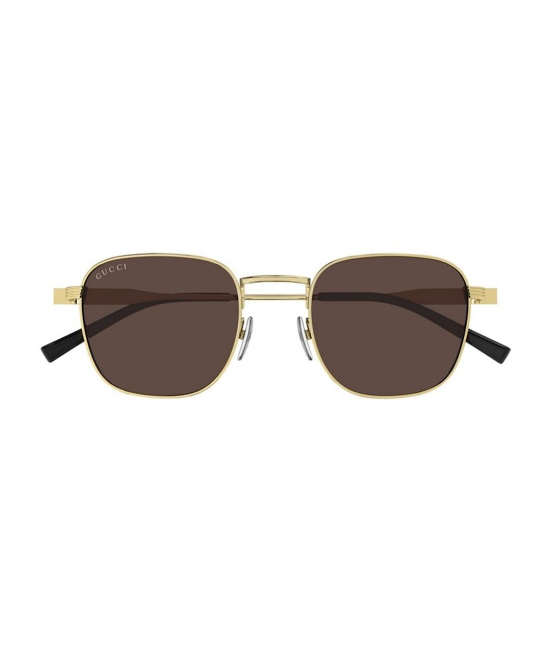 GUCCI Золотые металлические солнцезащитные очки, фото 2