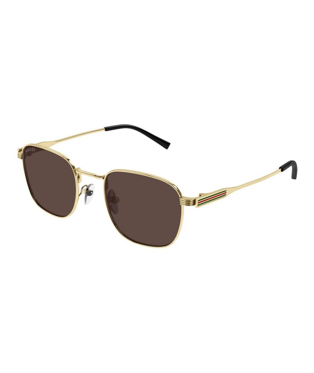 GUCCI Золотые металлические солнцезащитные очки, фото 1