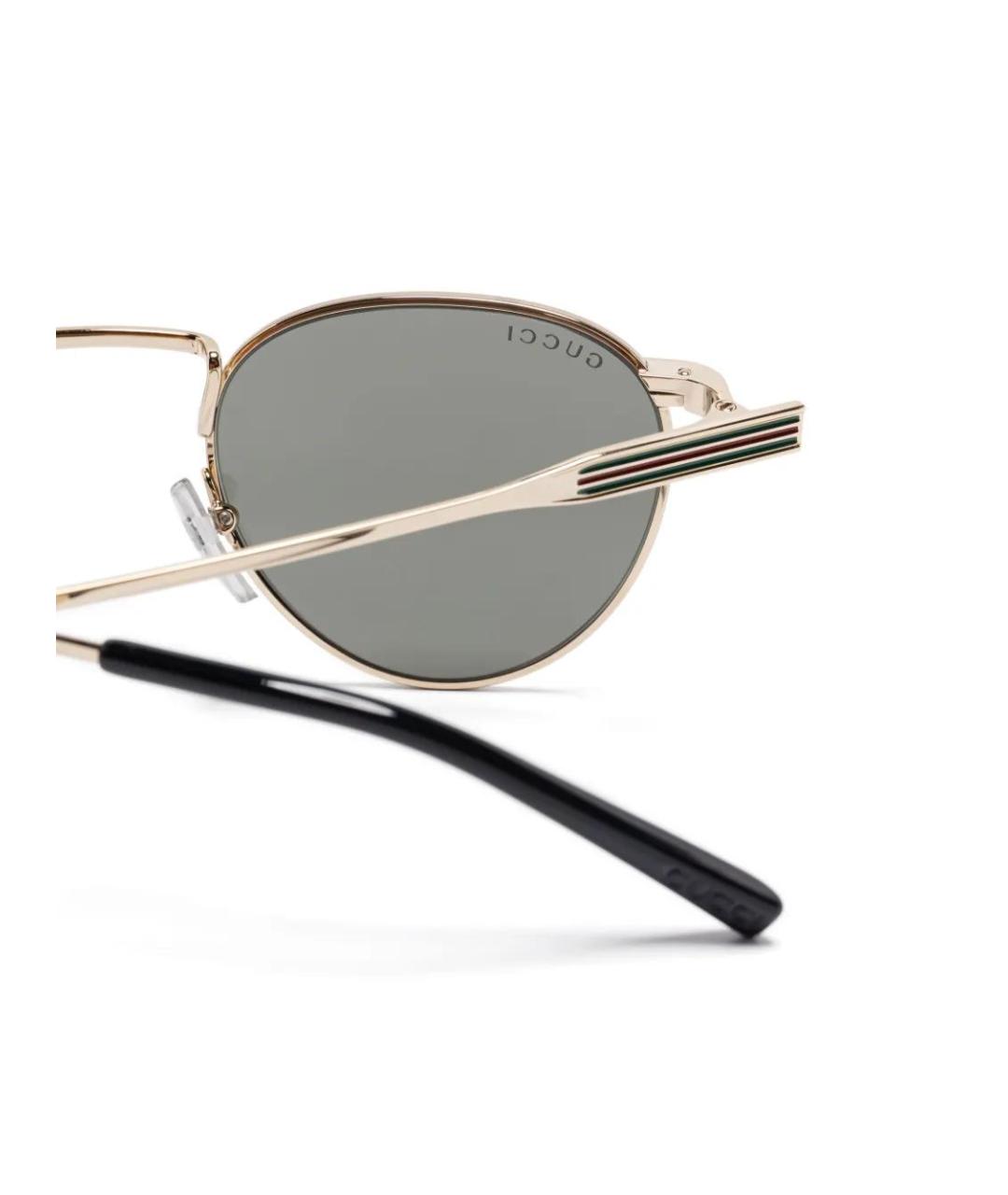 GUCCI Золотые металлические солнцезащитные очки, фото 3