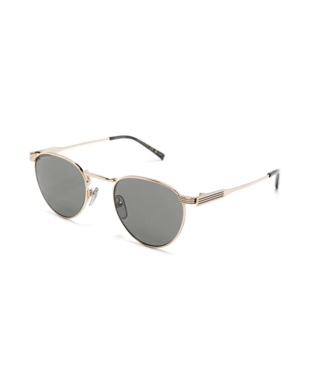 GUCCI Золотые металлические солнцезащитные очки, фото 1