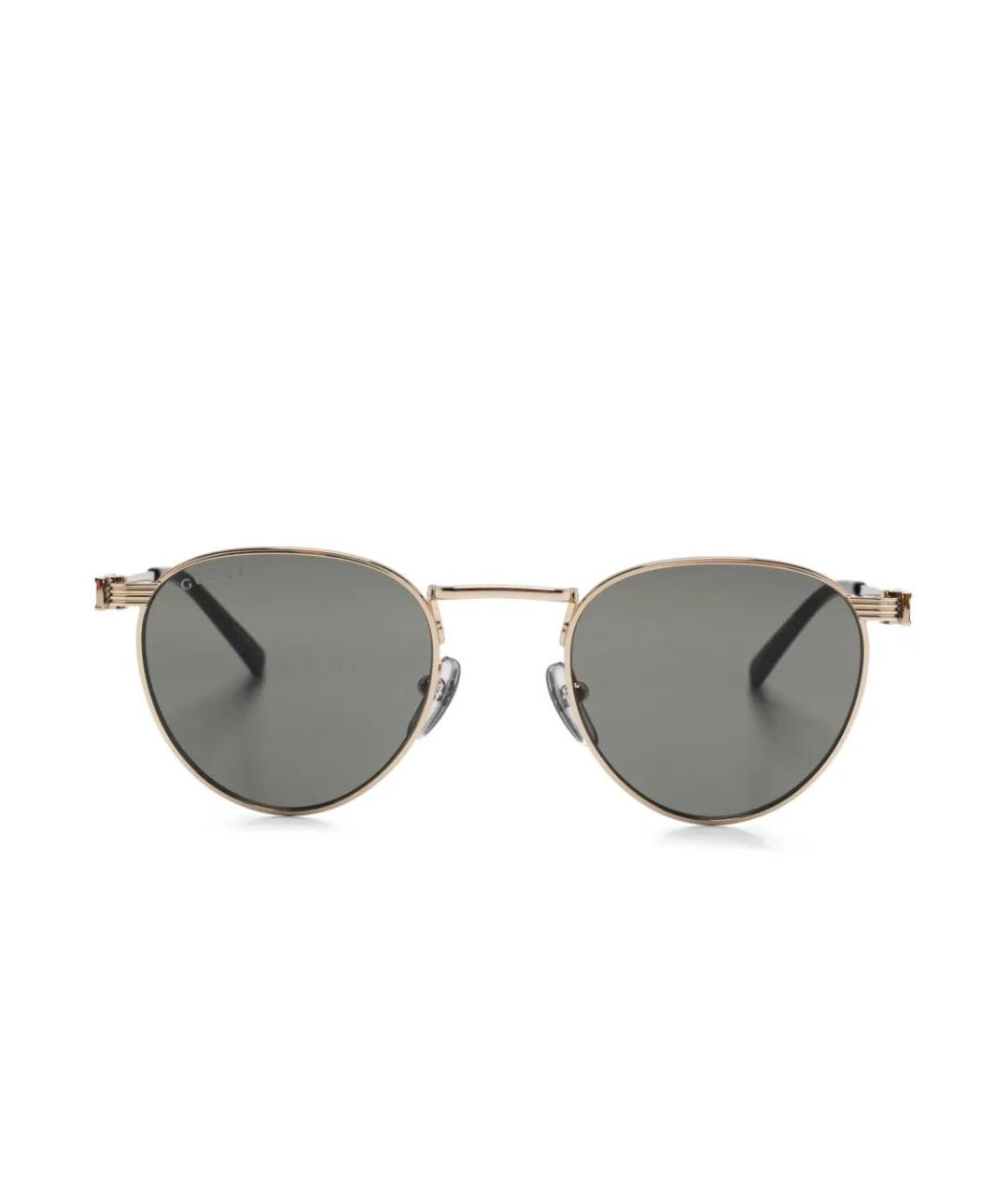 GUCCI Золотые металлические солнцезащитные очки, фото 2