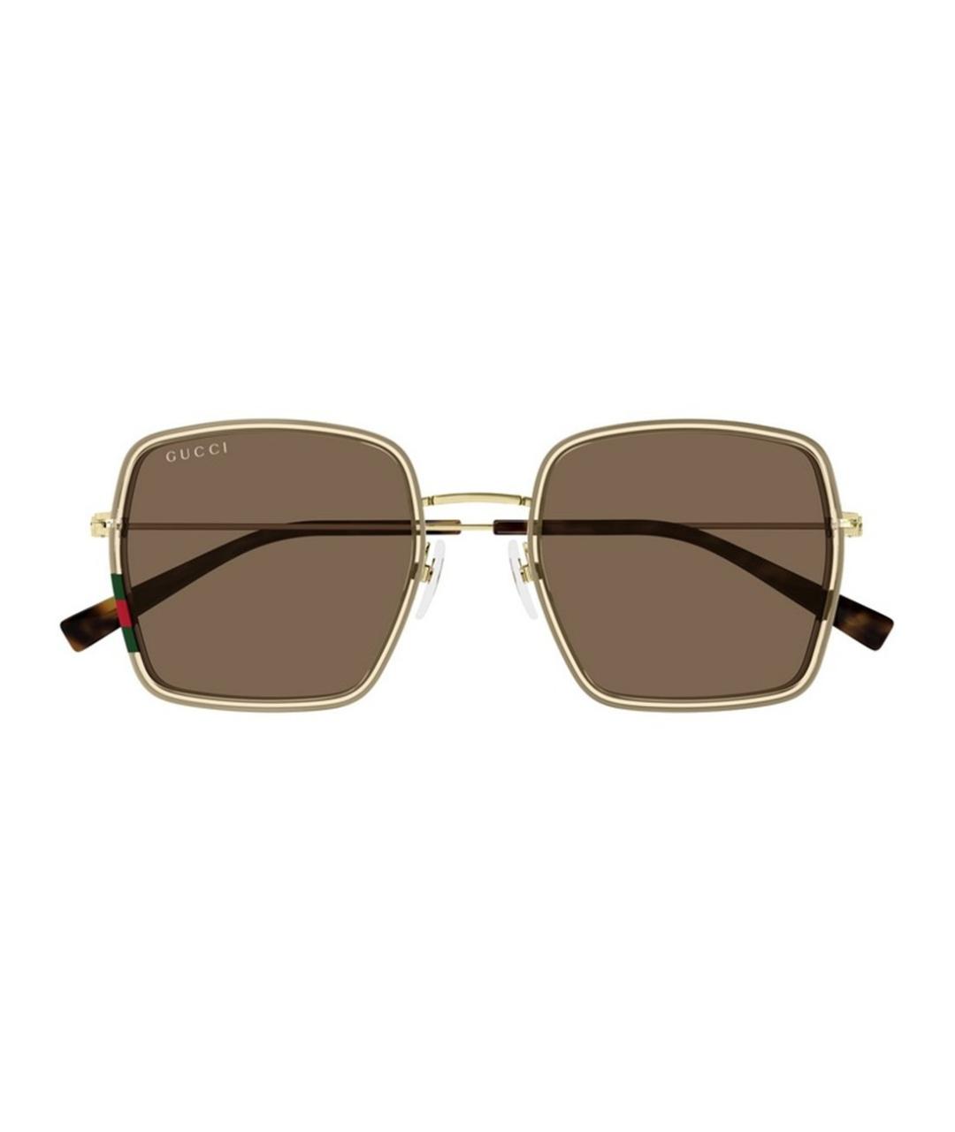 GUCCI Бежевые металлические солнцезащитные очки, фото 2