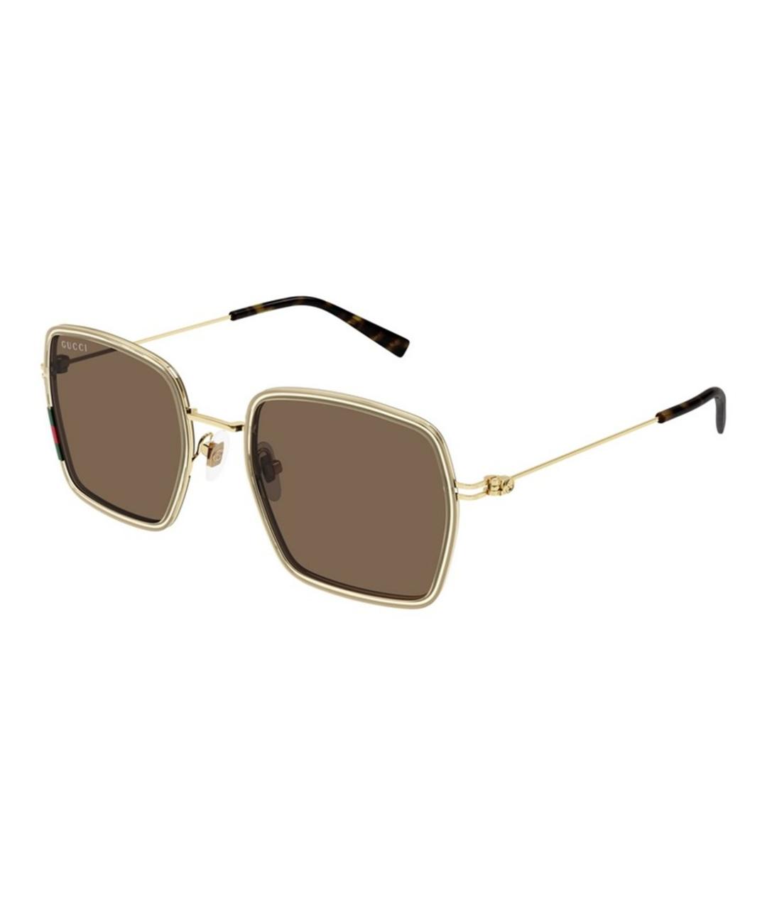 GUCCI Бежевые металлические солнцезащитные очки, фото 1