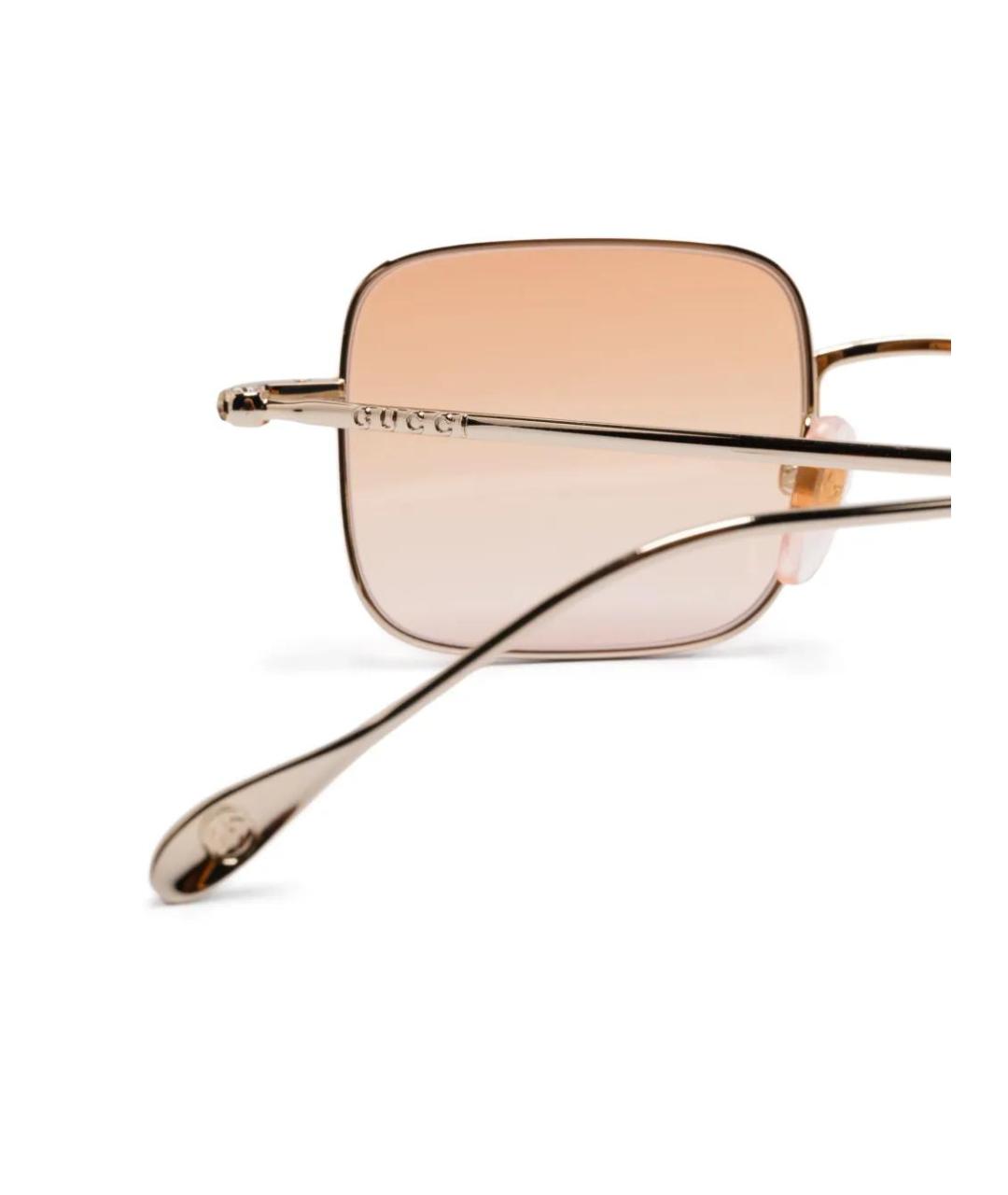 GUCCI Золотые металлические солнцезащитные очки, фото 3