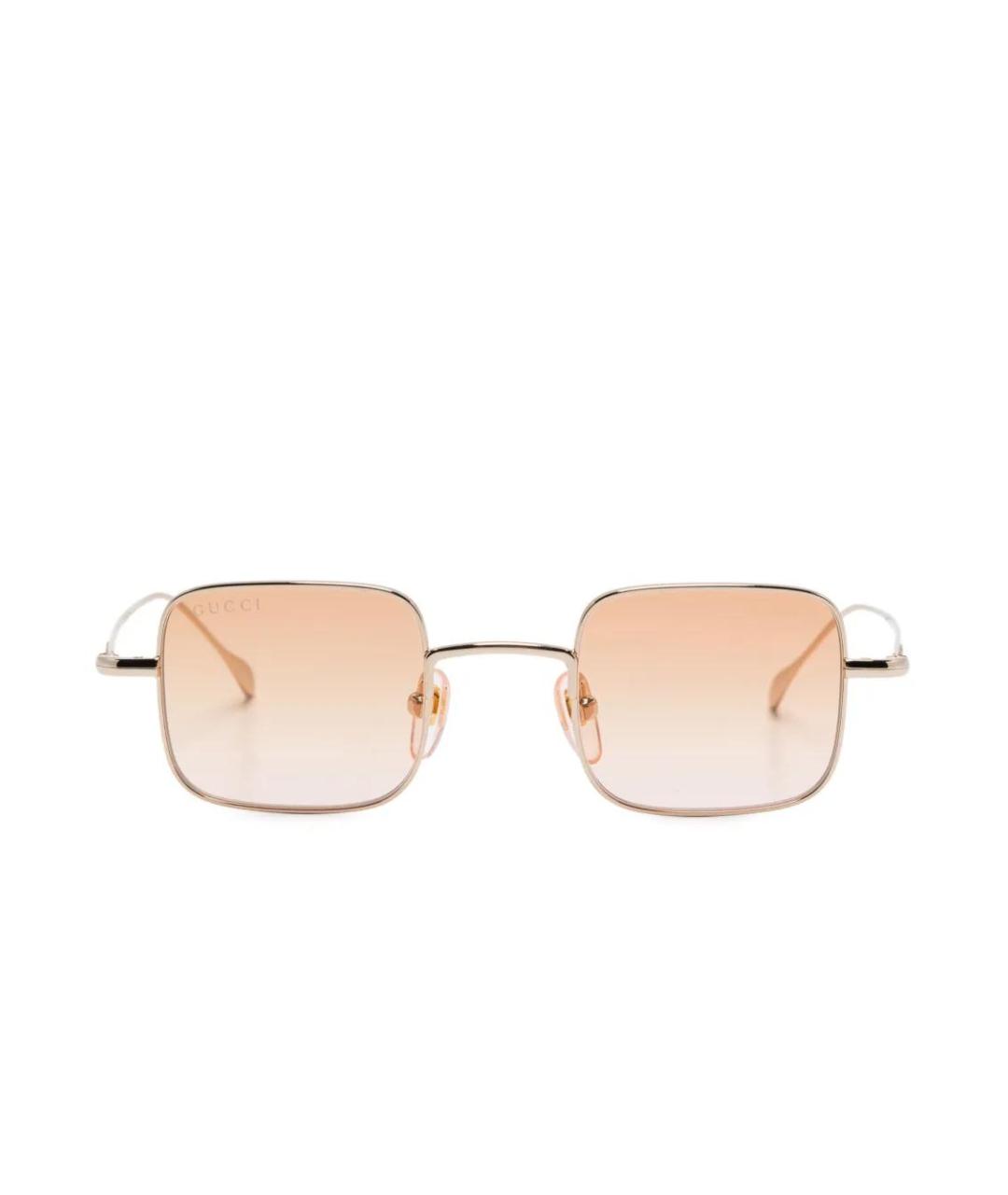 GUCCI Золотые металлические солнцезащитные очки, фото 2