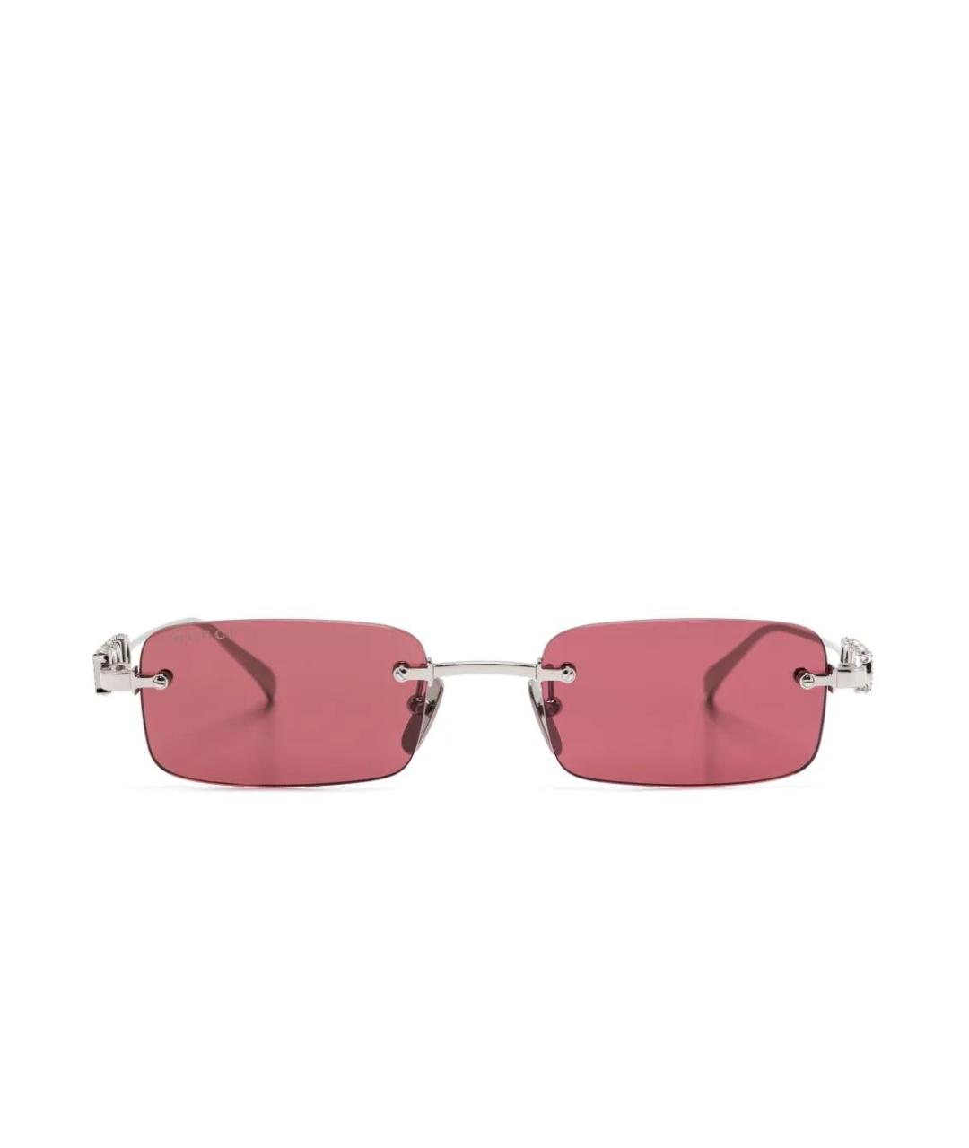 GUCCI Серебряные металлические солнцезащитные очки, фото 2