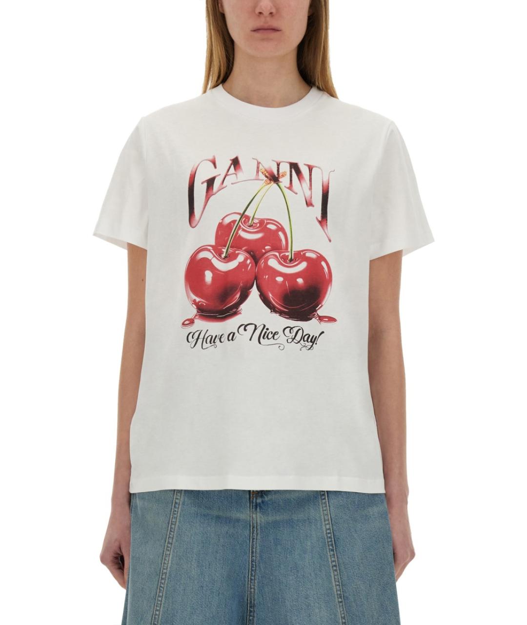 GANNI Мульти хлопковая футболка, фото 2