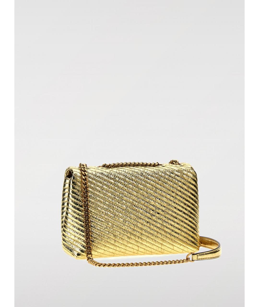 TORY BURCH Золотая кожаная сумка с короткими ручками, фото 2