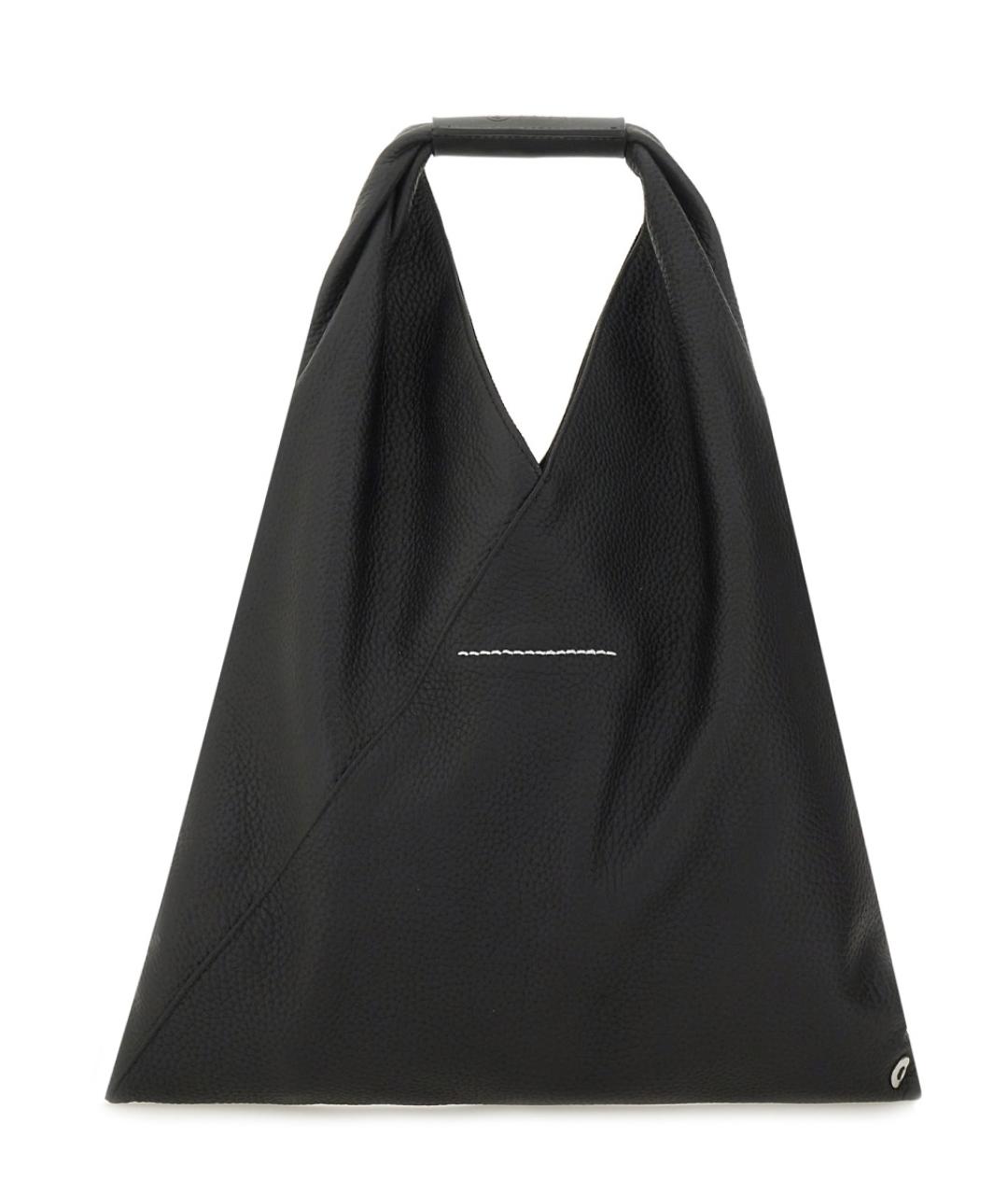 MM6 MAISON MARGIELA Черная кожаная сумка тоут, фото 3