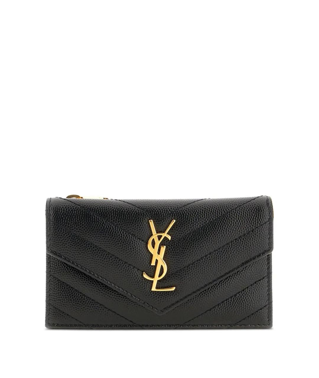 SAINT LAURENT Черный кожаный кошелек, фото 1