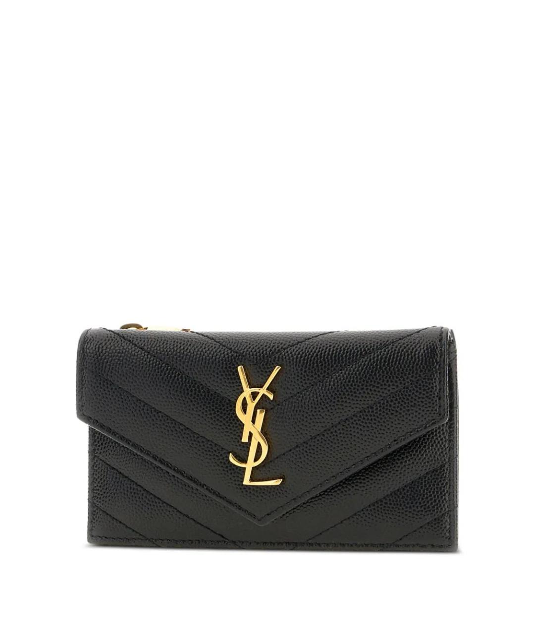 SAINT LAURENT Черный кожаный кошелек, фото 3