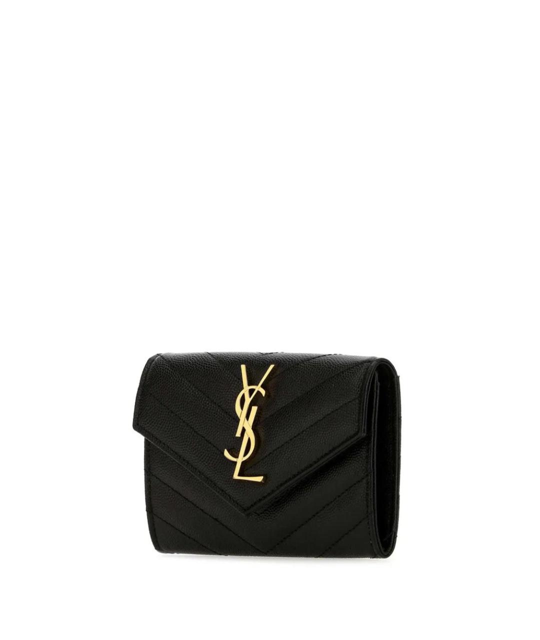 SAINT LAURENT Черный кожаный кошелек, фото 3