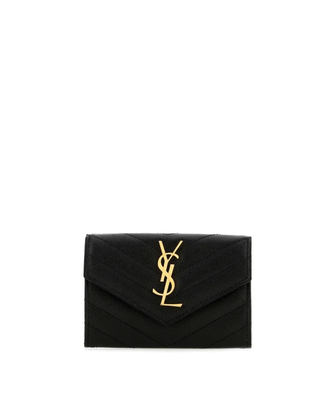 SAINT LAURENT Черный кожаный кошелек, фото 1