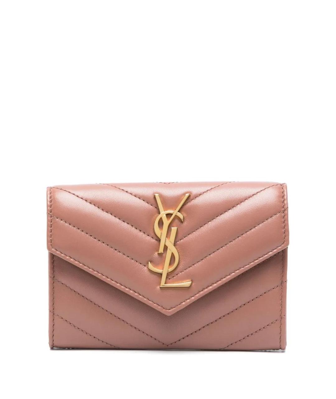 SAINT LAURENT Бежевый кожаный кошелек, фото 1