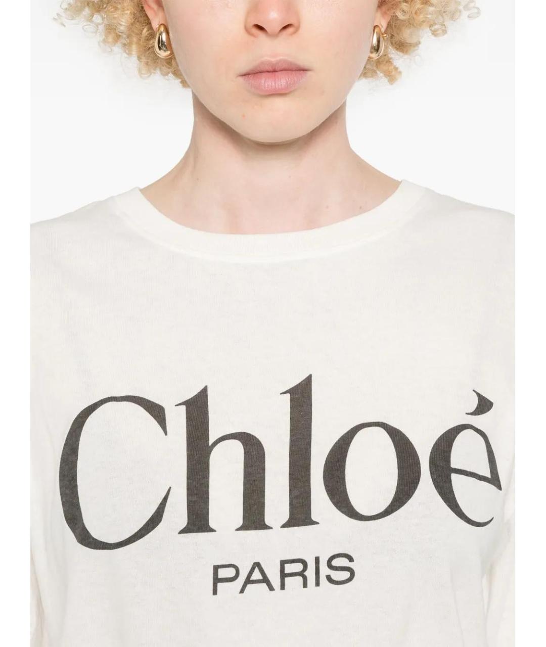 CHLOE Белая хлопковая футболка, фото 5