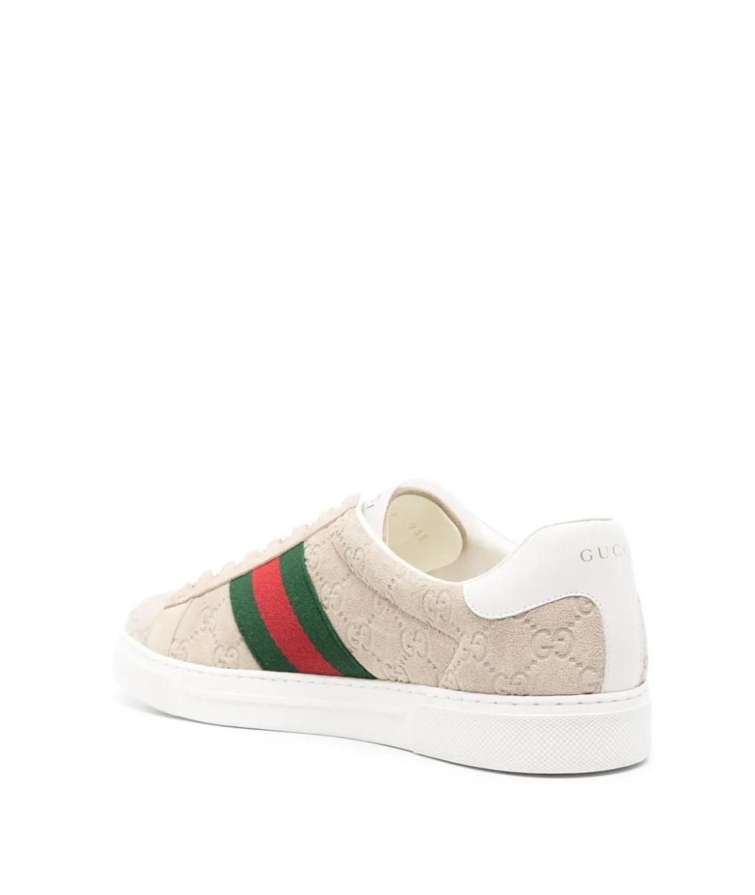 GUCCI Бежевые замшевые низкие кроссовки / кеды, фото 3